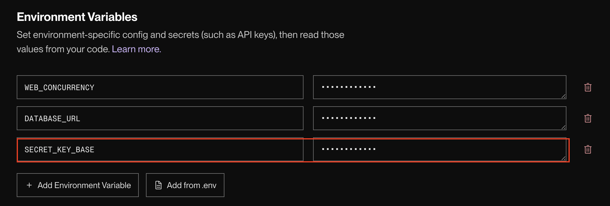 Render SECRET_KEY_BASE設定
