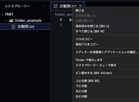 VSCodeのエディタ分割