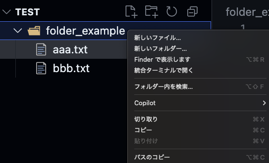 エクスプローラーからターミナルを開く画像を挿入